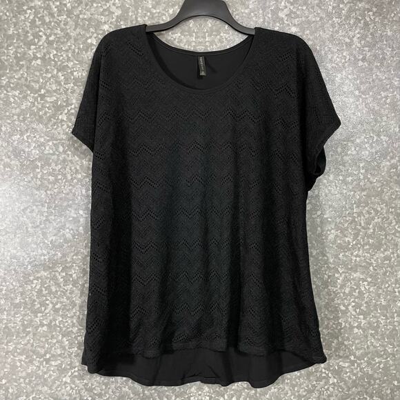 Massini Women's Plus Size Black Lace Front Button Back Top - Size 1X - Boho Goth - Picture 1 of 6